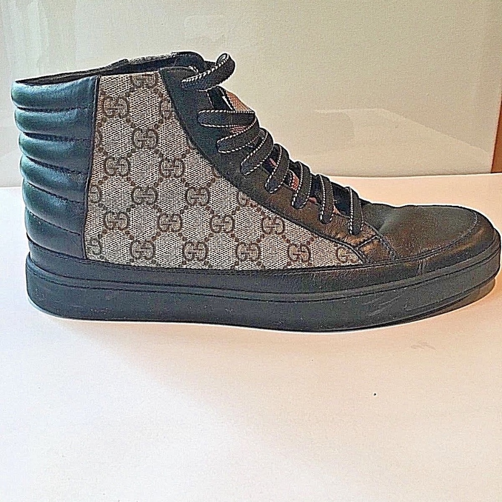 Men's Gucci High Top Sneakers 10D Nero/Beige Ebony